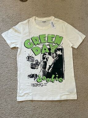 Old Navy NEW Green Day 'Dookie' Graphic Tee - White/Green/Black Size XS
